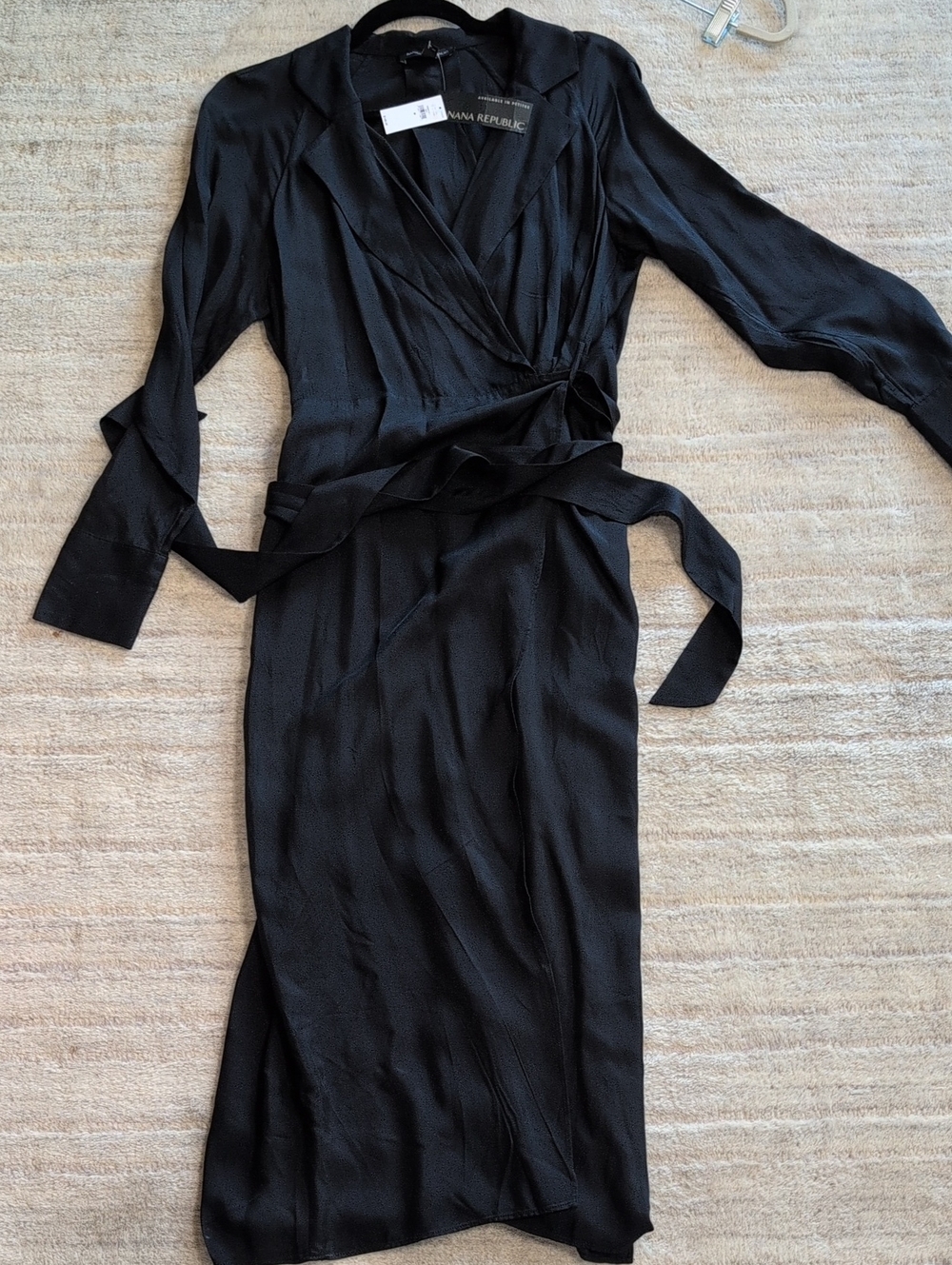 Banana Republic Black Wrap Dress with Self-Tie Waist M
